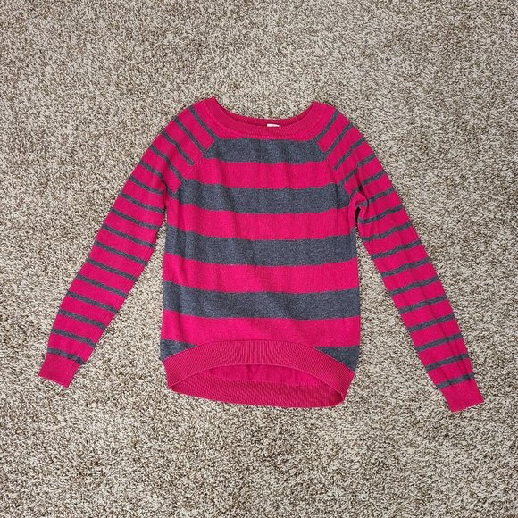 Pink/Gray Striped Sweater - Picture 1 of 3